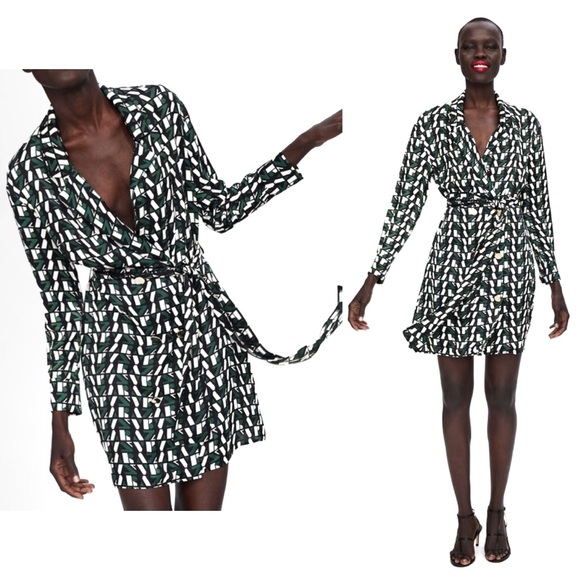 Zara NWT Satin Effect Logo Dress XL - Picture 4 of 12